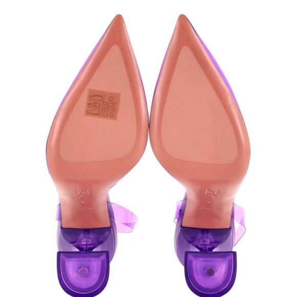 Amina Muaddi Holli Slingback Pumps – Purple PVC – Size 8 - Picture 4 of 5